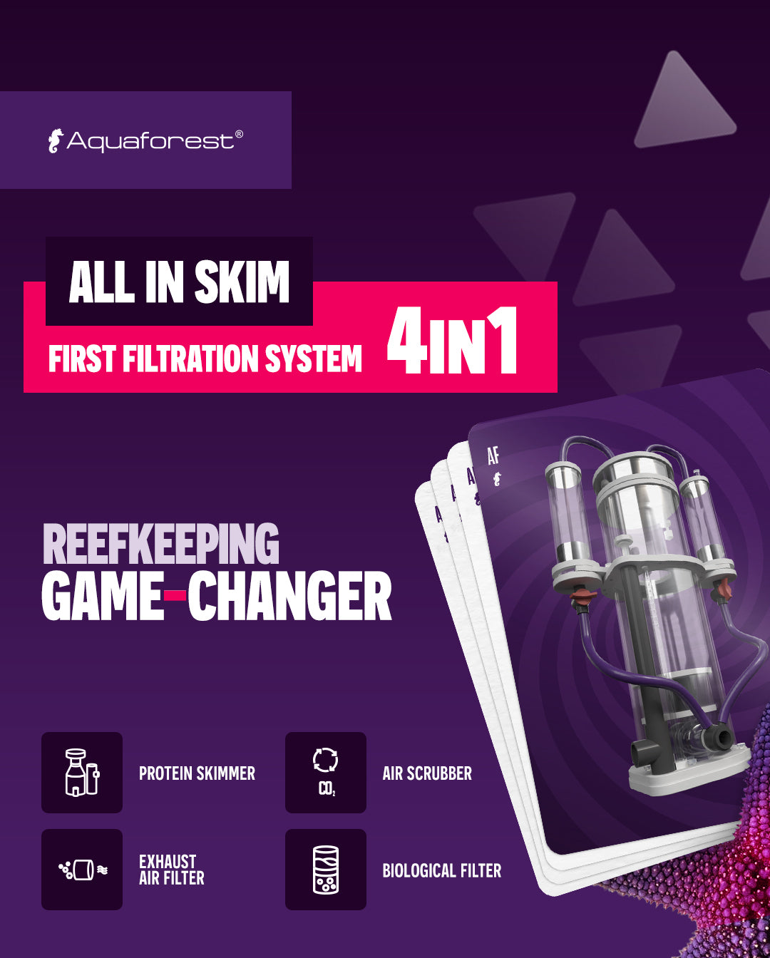 Aquaforest All-in Skim 150 – 4-in-1 Marine Aquarium Filter System