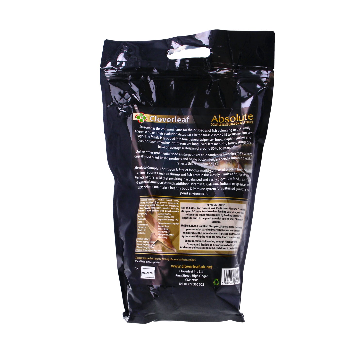 Cloverleaf Sturgeon/Sterlet Sinking Pellets - Adult