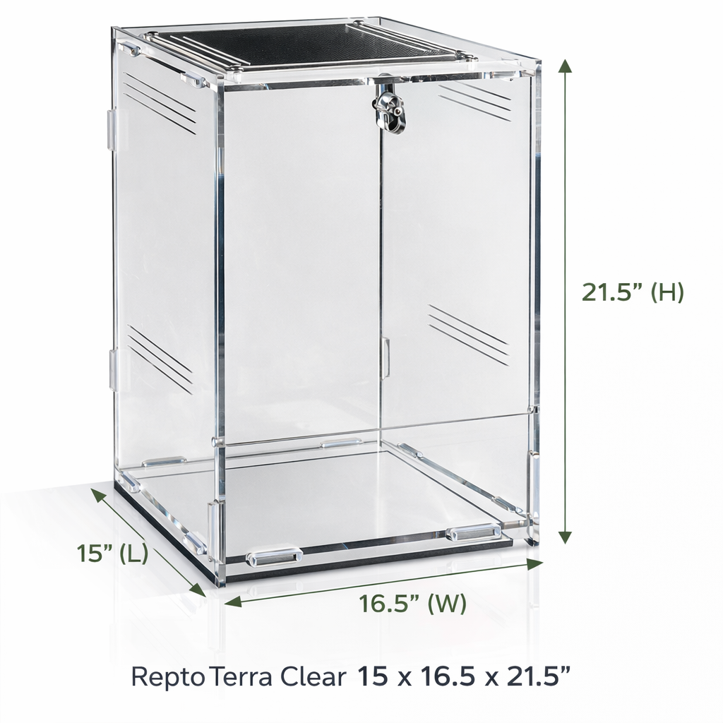 Repto Terra Clear Acrylic Terrarium Mesh Top Lock Reptile Enclosure