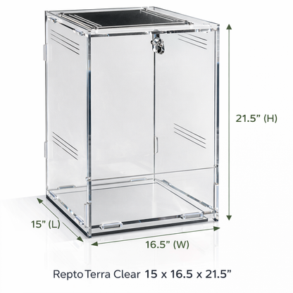 Repto Terra Clear Acrylic Terrarium Mesh Top Lock Reptile Enclosure