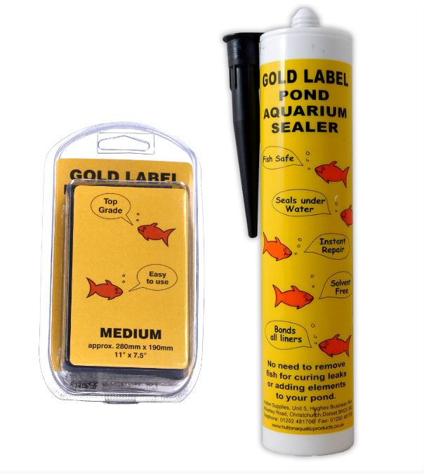 Gold Label Pond Liner Repair Kit Small Patch Sealant Black Clear