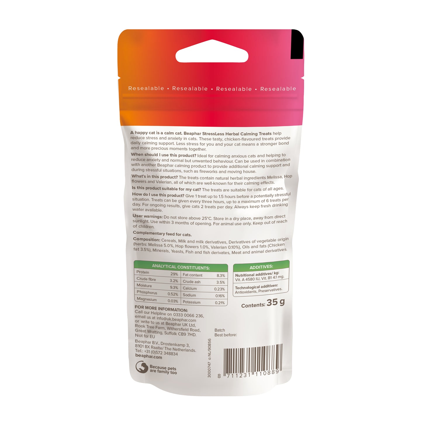 Beaphar Calming Cat Treats, Chicken Flavor, 35g