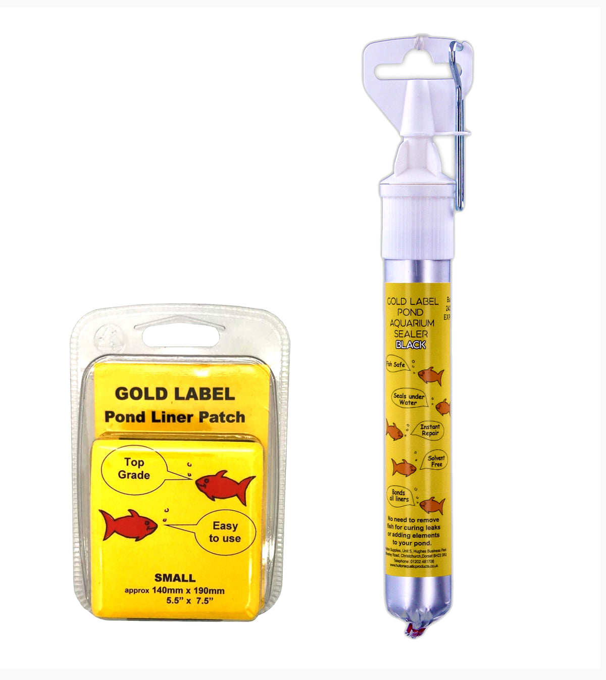 Gold Label Pond Liner Repair Kit Large Patch Sealant Black Clear