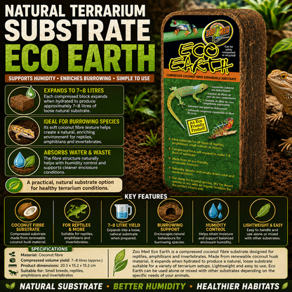 ZooMed Eco Earth Substrate Block E-10 for Small Animals, Snakes and Tarantulas