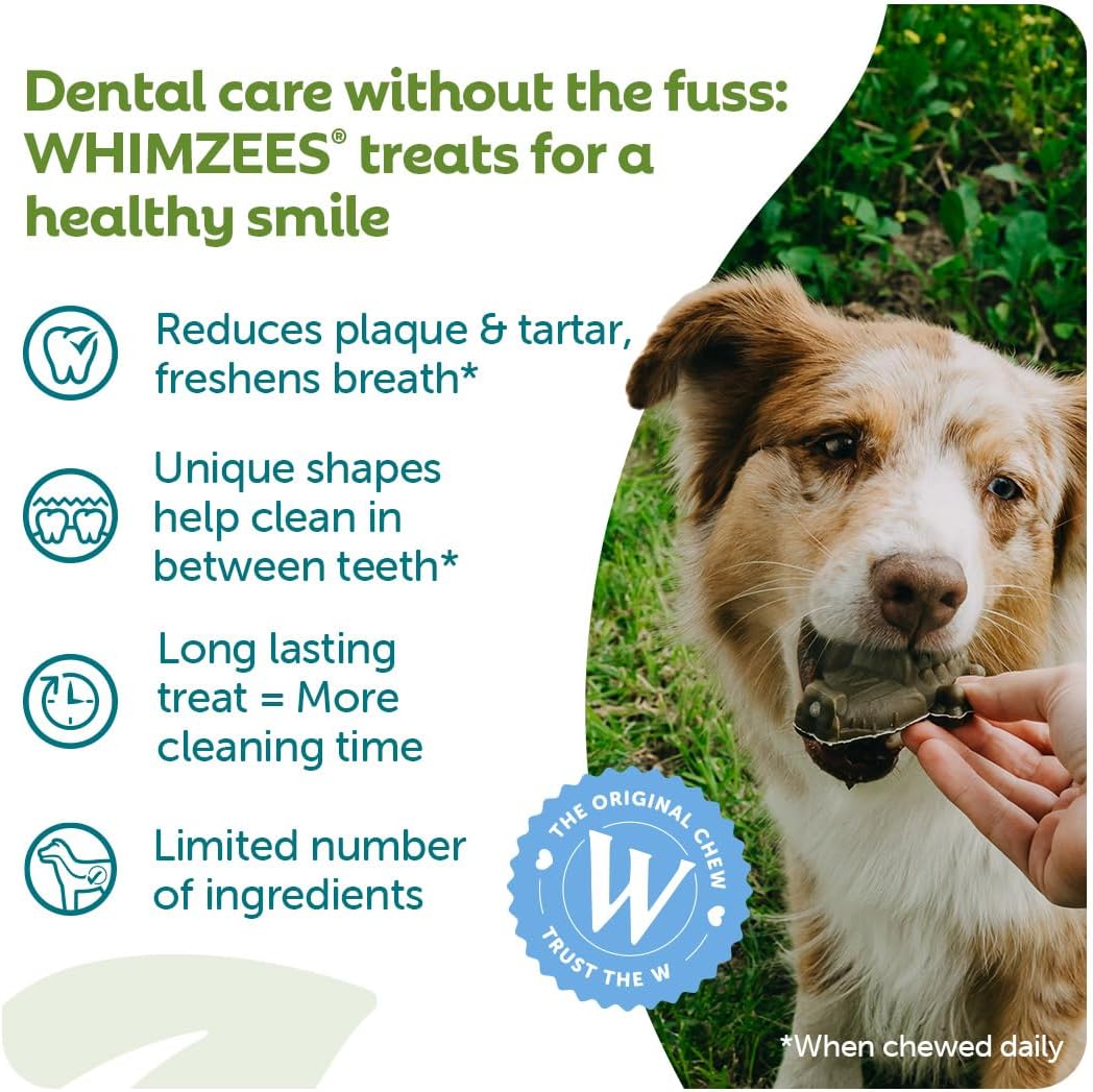 Whimzees Natural Daily Dog Dental Care Chews Treats – Multi Shapes & Sizes 