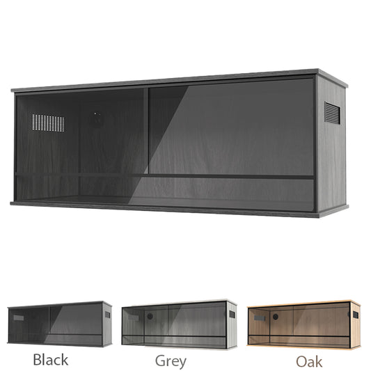 ProRep 4 x 1.5 x 1.5 ft Reptile Vivarium with Glass Doors & Vents – Oak, Grey or Black	