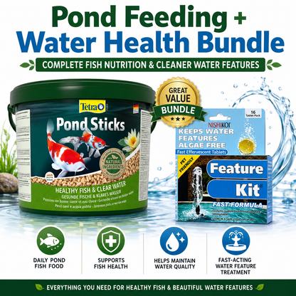 Tetra Pond Food Sticks 1200g + Nishikoi Feature Kit 16 Tablets Bundle