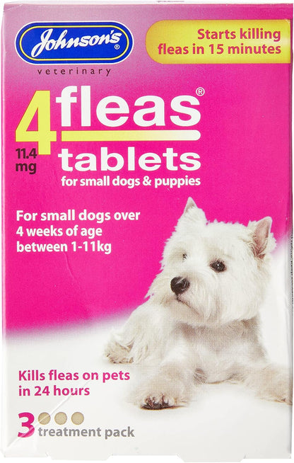 Johnsons Fast Acting 4Fleas Tablets for Dogs Small & Large Breeds 