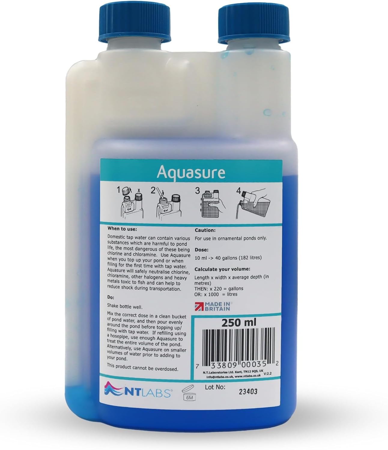 NT Labs Pond Aquasure Chlorine Remover 250ml 
