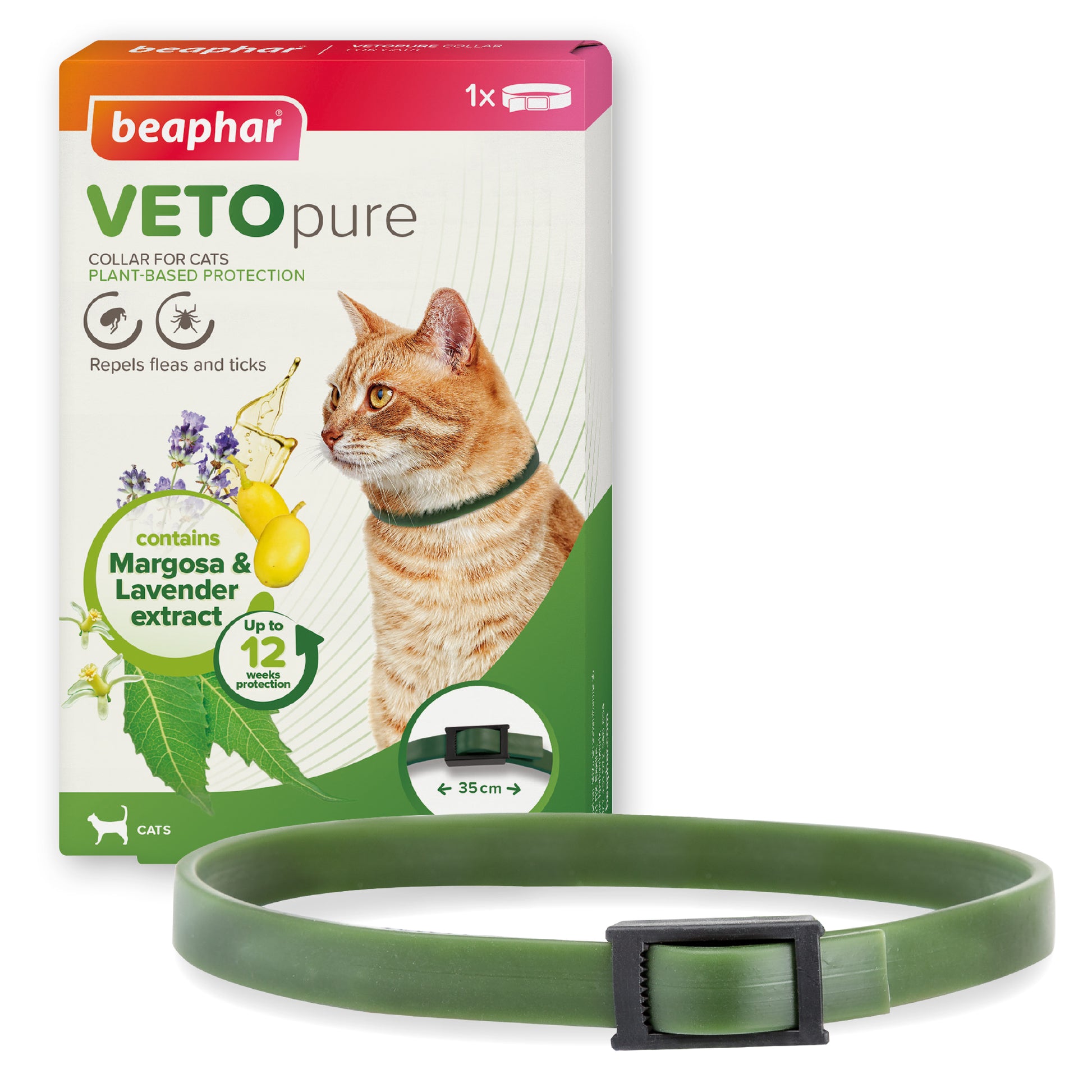 Beaphar VETOpure Plant-Based Protection Flea Collar for Cats | 35cm