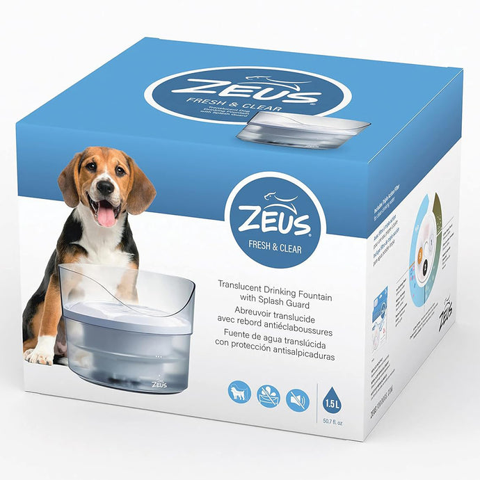 Zeus Fresh & Clear Dog Drinking Fountain with Splash Guard