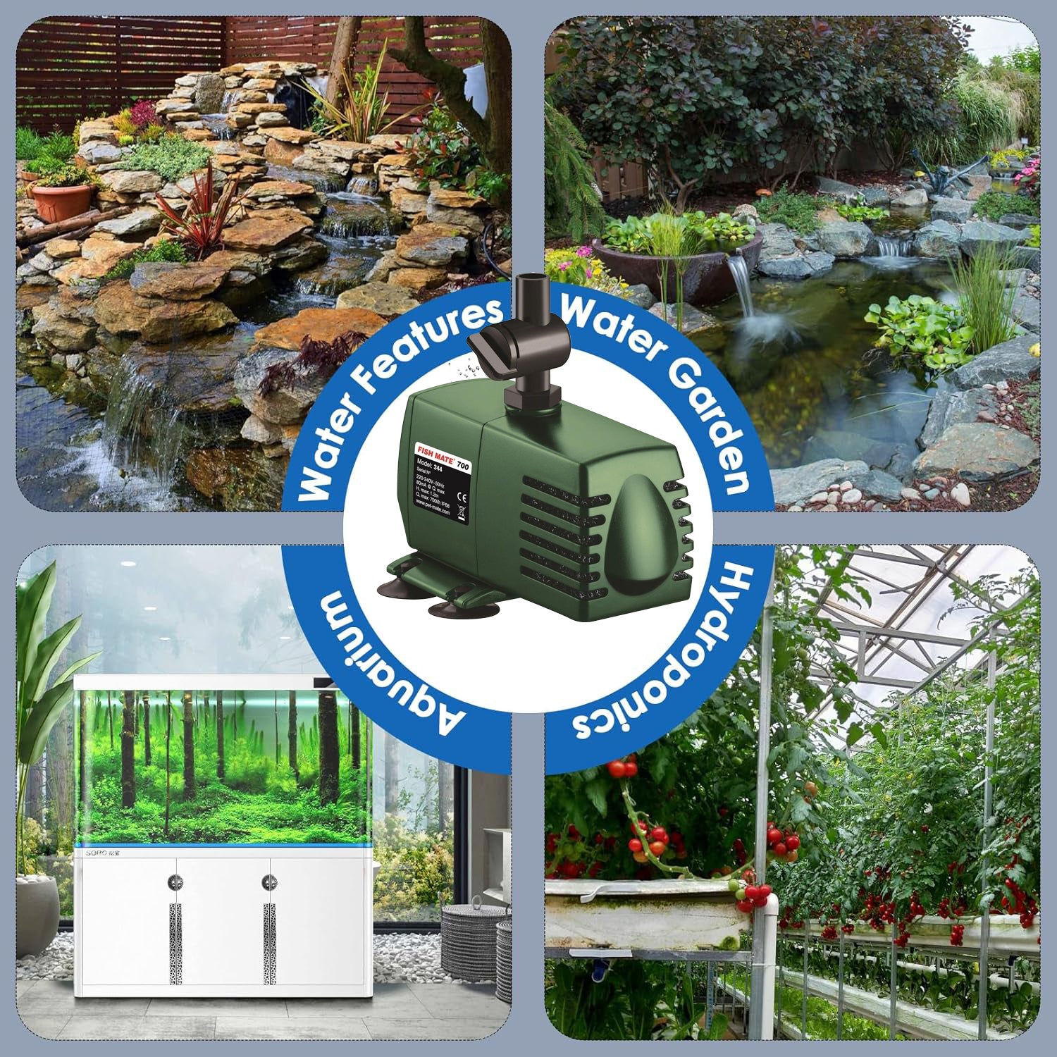 Fish Mate 700 Fountain Pump Koi Fish Garden Pond Flow Waterfall Feature Filter