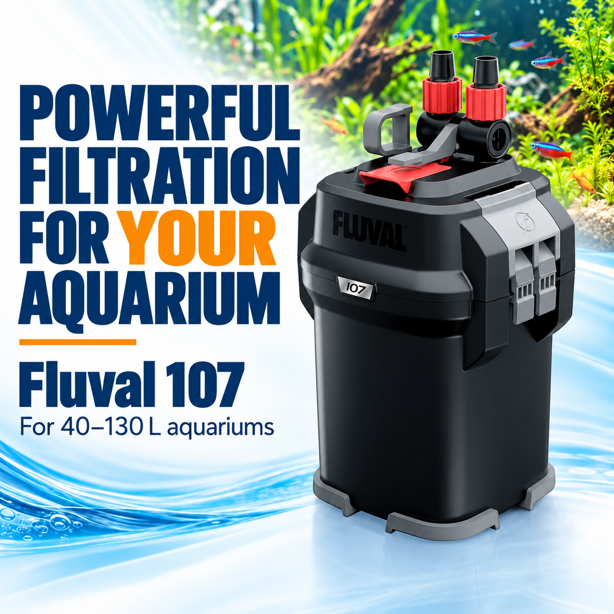 Fluval 107 Canister Filter - Quiet, Powerful, Efficient