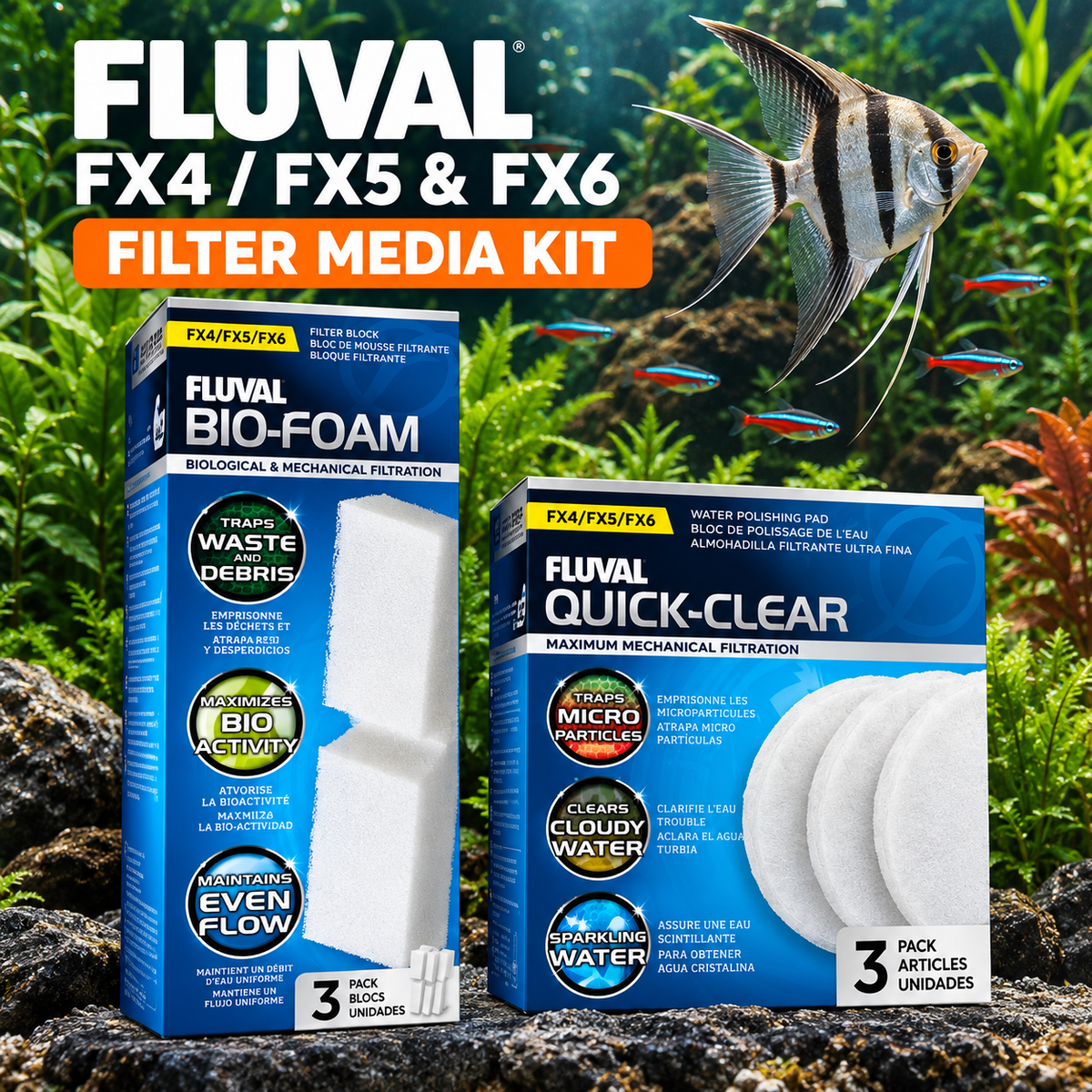 Fluval FX Bio-Foam & Quick-Clear Media Set