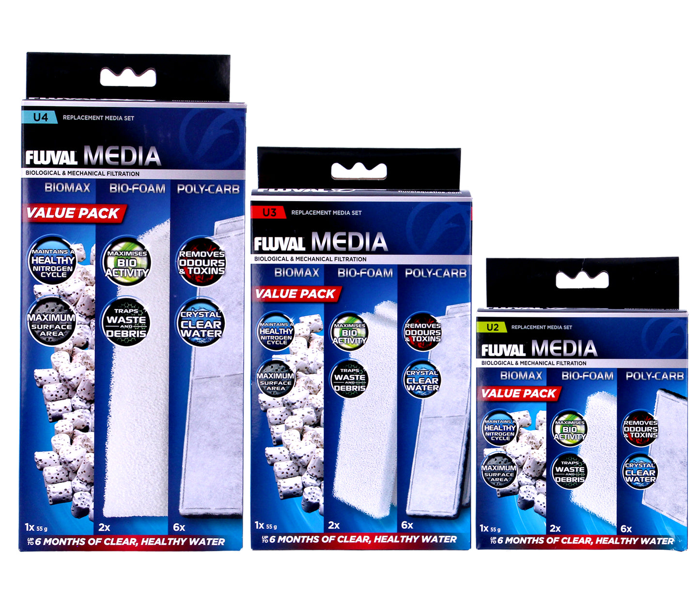 Fluval U Filter Media Value Pack U2 U3 U4 Internal Filtration Aquarium Fish Tank