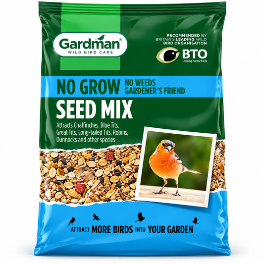 Gardman No Grow Seed Mix 4kg Wild Garden Bird Food No Mess Sunflower Heart