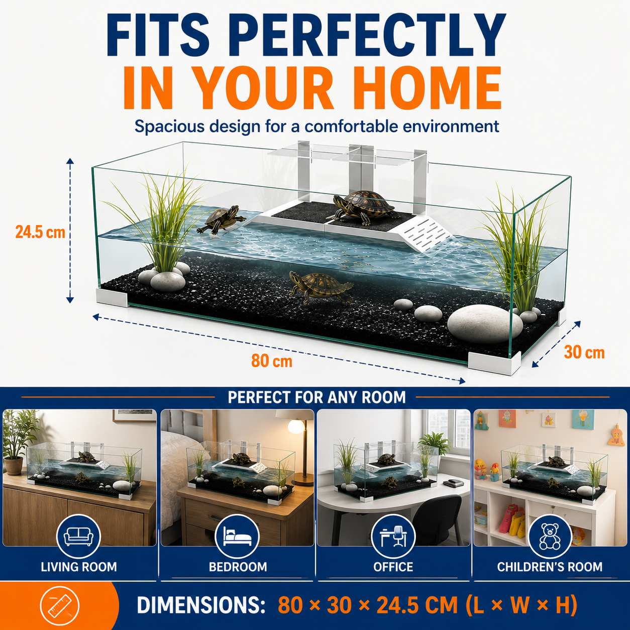 Ciano Tartarium 80 Turtle Tank with Adjustable Ramp