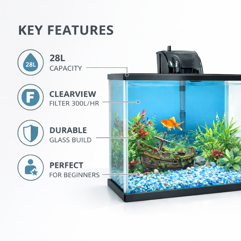Aqua One Splish & Splash 28L Starter Aquarium Kit – Complete Beginner Fish Tank 