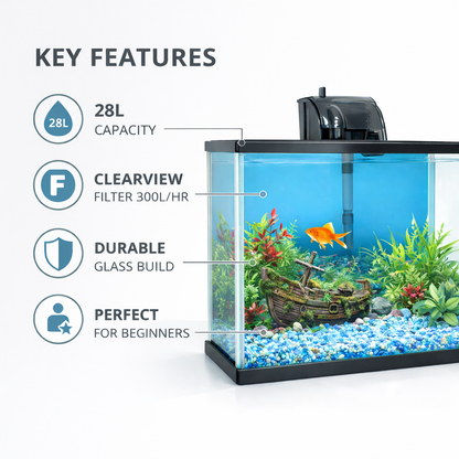Aqua One Splish & Splash 28L Starter Aquarium Kit – Complete Beginner Fish Tank 