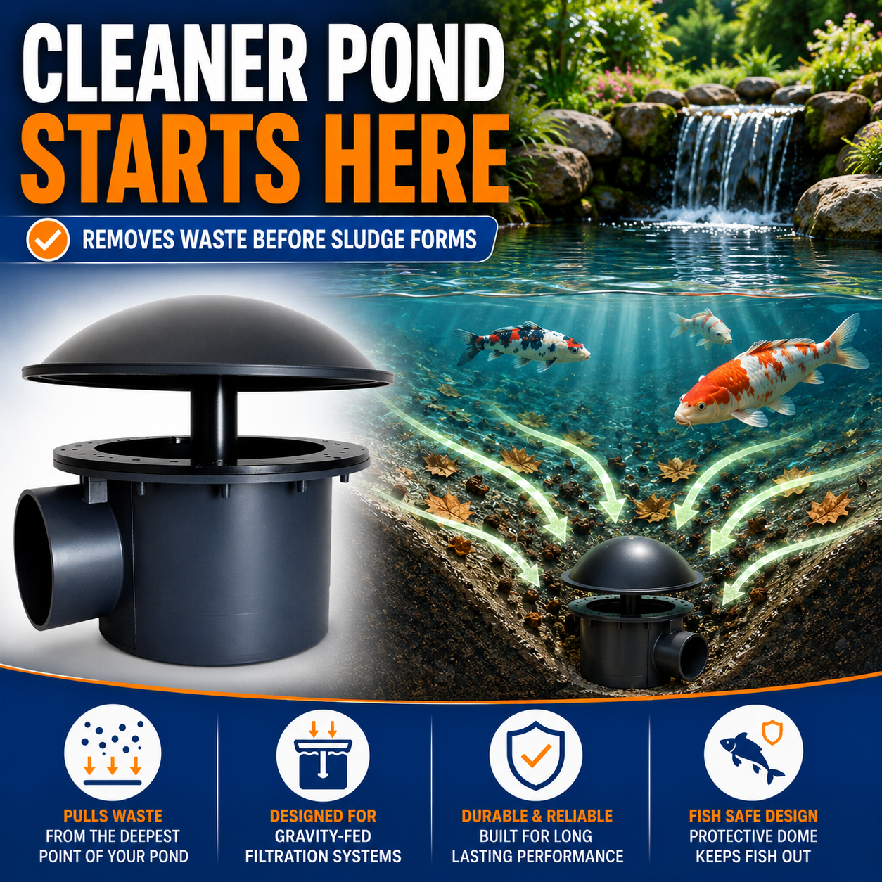 4" Pond Bottom Drain Solvent Weld Fitting
