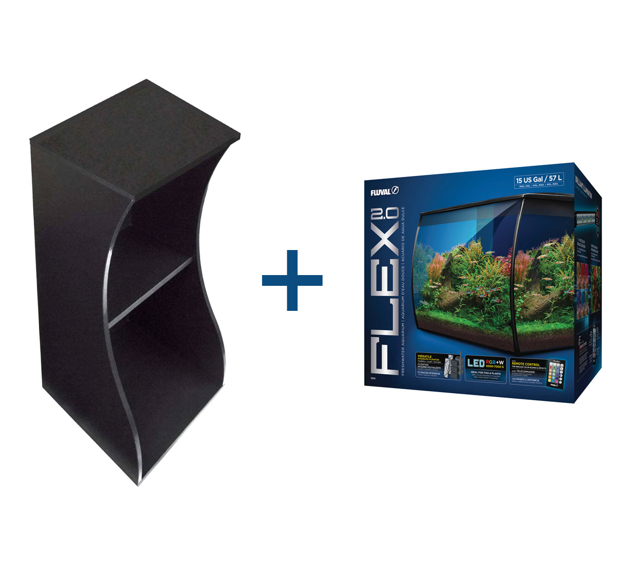 Fluval Flex 2.0 57L Black Aquarium and Cabinet