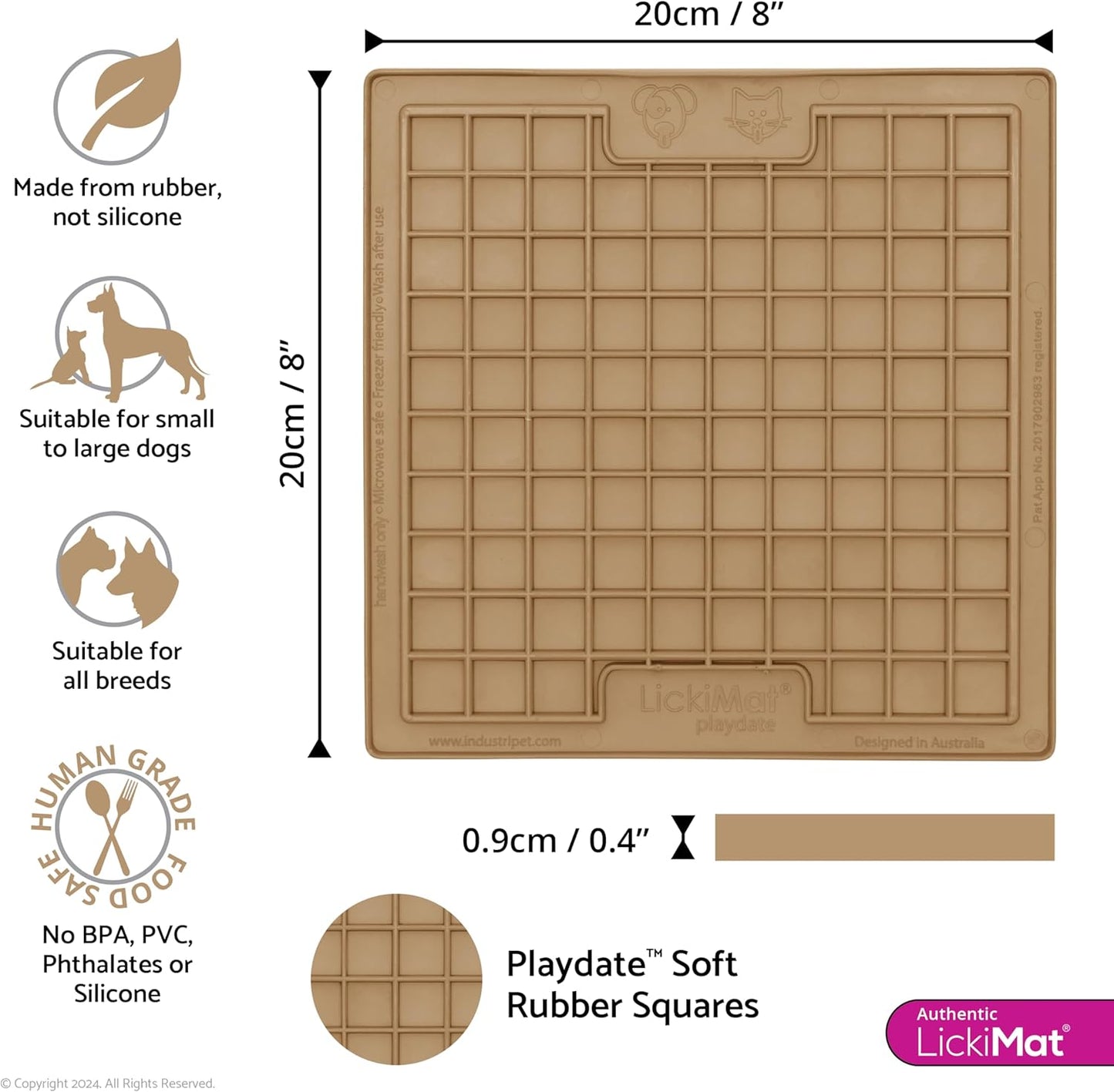Cat Dog Rubber Playdate LickiMat Lick Mat Enrichment Mat for Anxiety Relief