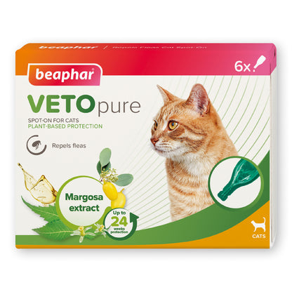 Vetopure Beaphar Cat Spot On Flea Protection - 6 Pipettes for 24 Weeks