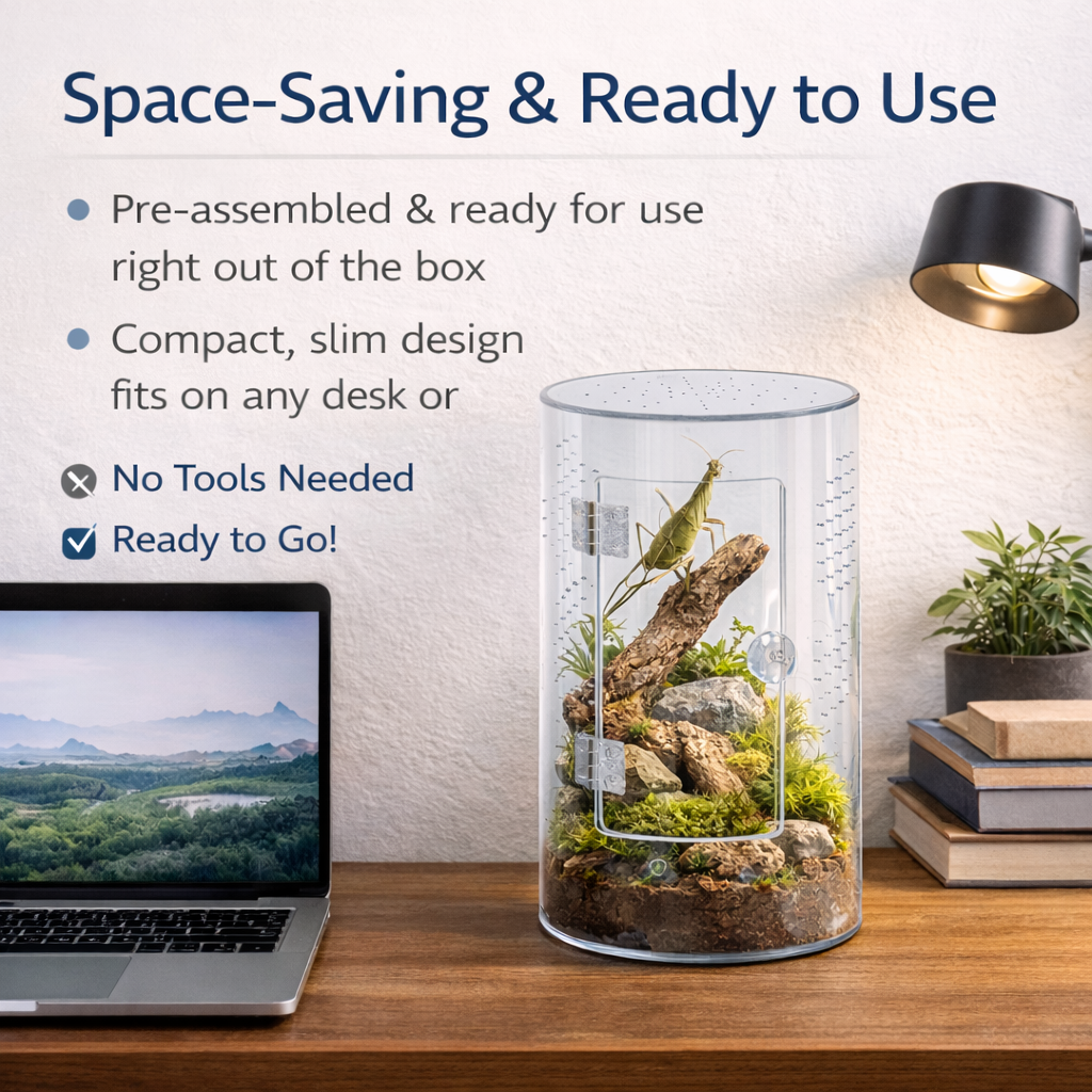 Reptile Repto Terra Clear Transparent Cylinder Acrylic Terrarium 360° View 