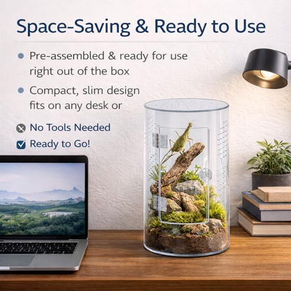 Reptile Repto Terra Clear Transparent Cylinder Acrylic Terrarium 360° View 