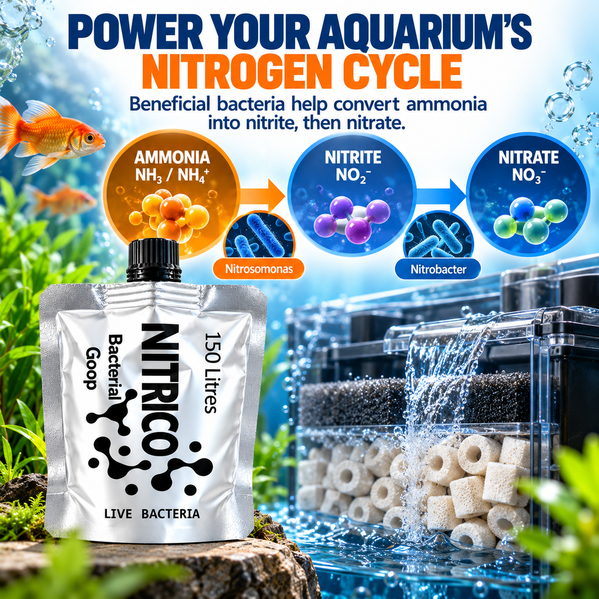Nitrico Goop Live Filter Bacteria Aquarium Fish Tank Cycling Starter