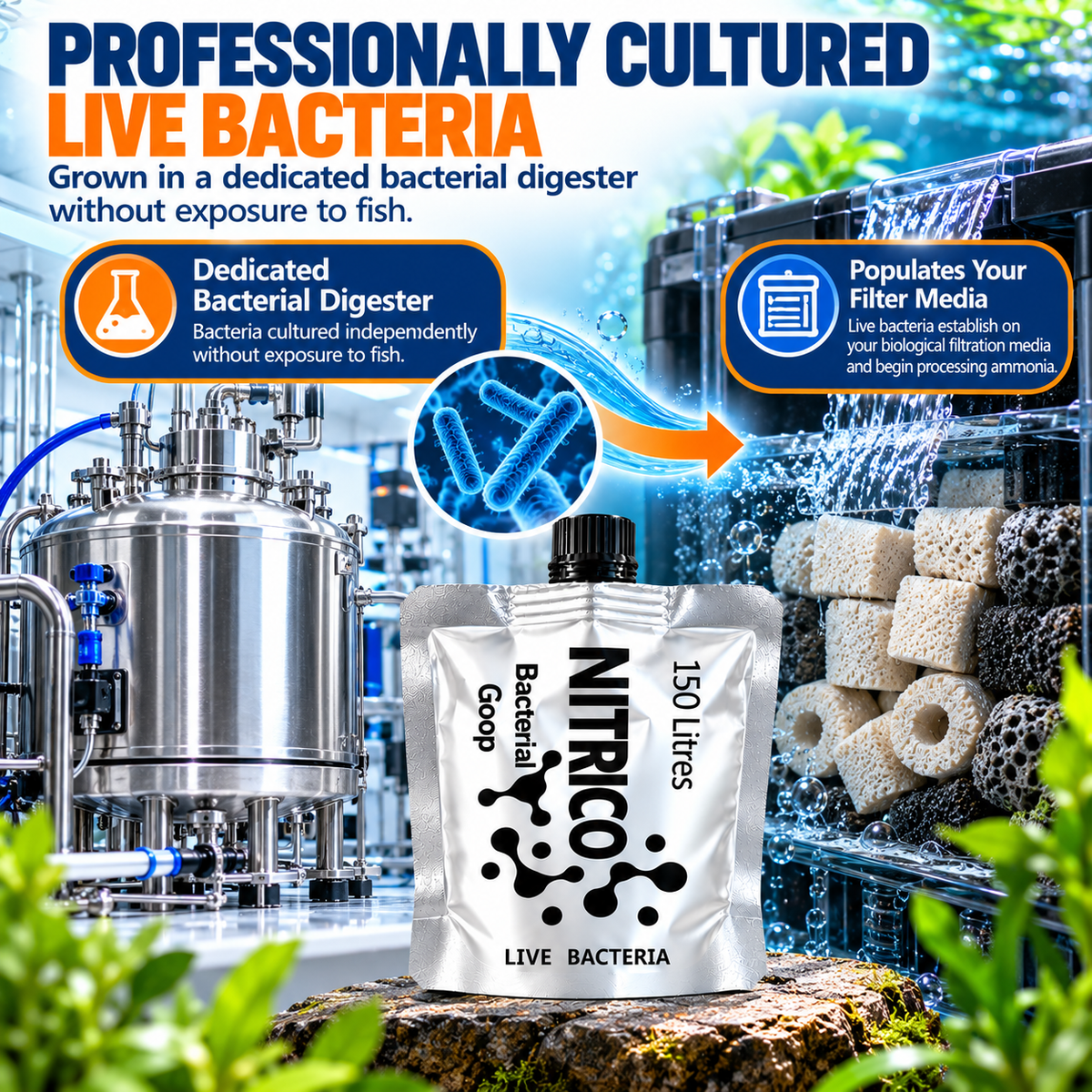 Nitrico Goop Live Filter Bacteria Aquarium Fish Tank Cycling Starter