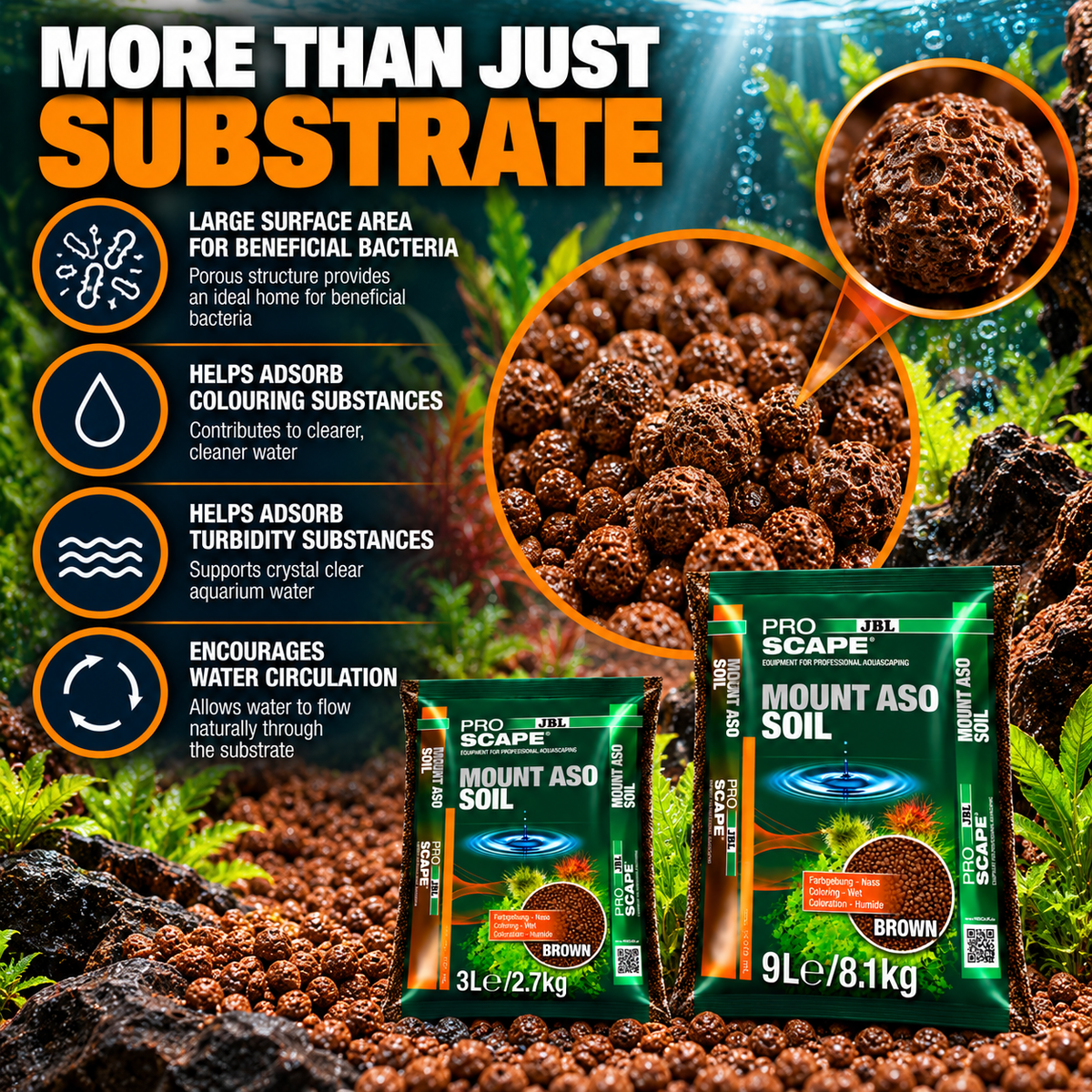 JBL ProScape Brown Volcanic Aquarium Soil Gravel Substrate Planted Tank