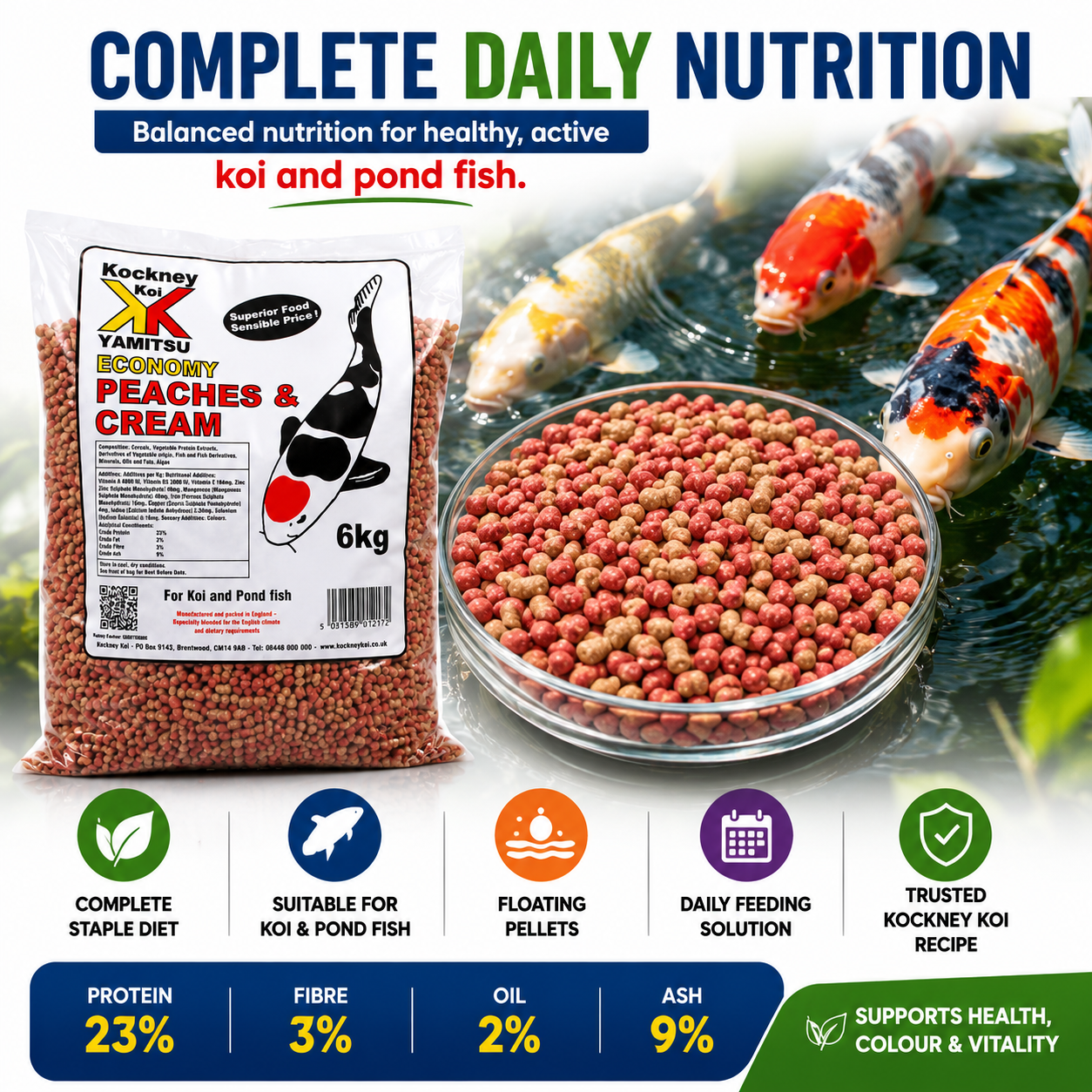 Kockney Koi Peaches & Cream Economy Pond Food