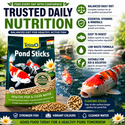 Complete Pond Fish Feeding & Protection Bundle – Tetra Food, Holiday Block & Cover Net