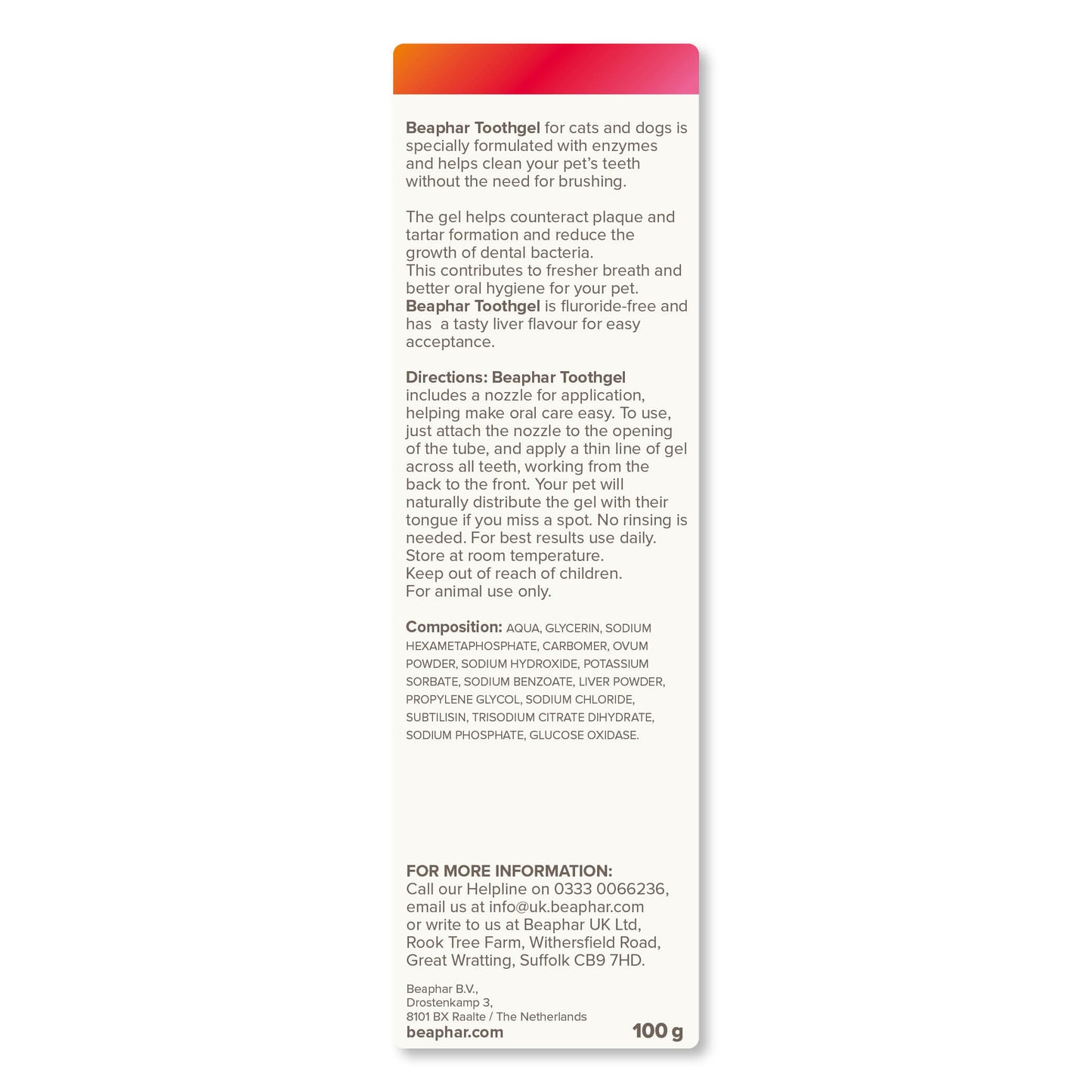 Beaphar Tooth Gel Liver Flavoured for Cats & Dogs 100g 