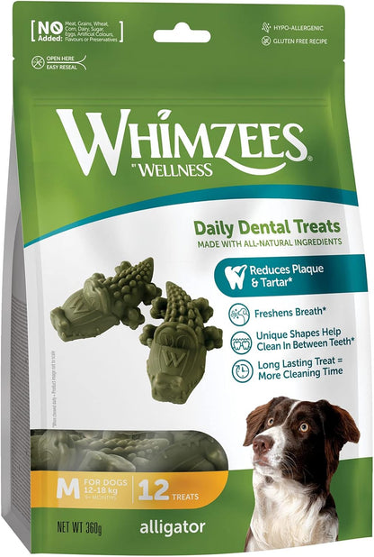 Whimzees Natural Daily Dog Dental Care Chews Treats – Multi Shapes & Sizes 