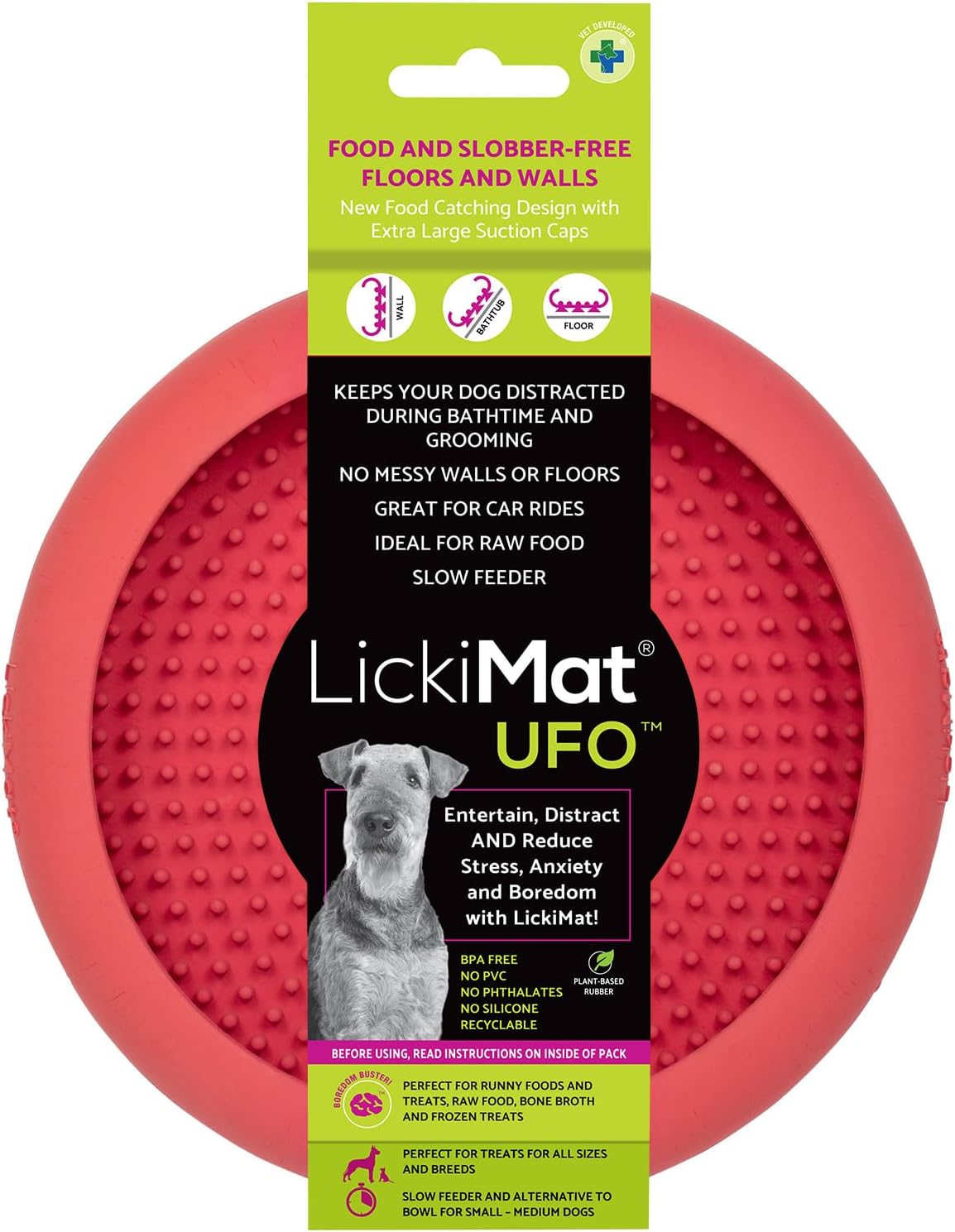 LickiMat UFO Pink Dog Enrichment Lick Mat Slow Feeder Treat Mat