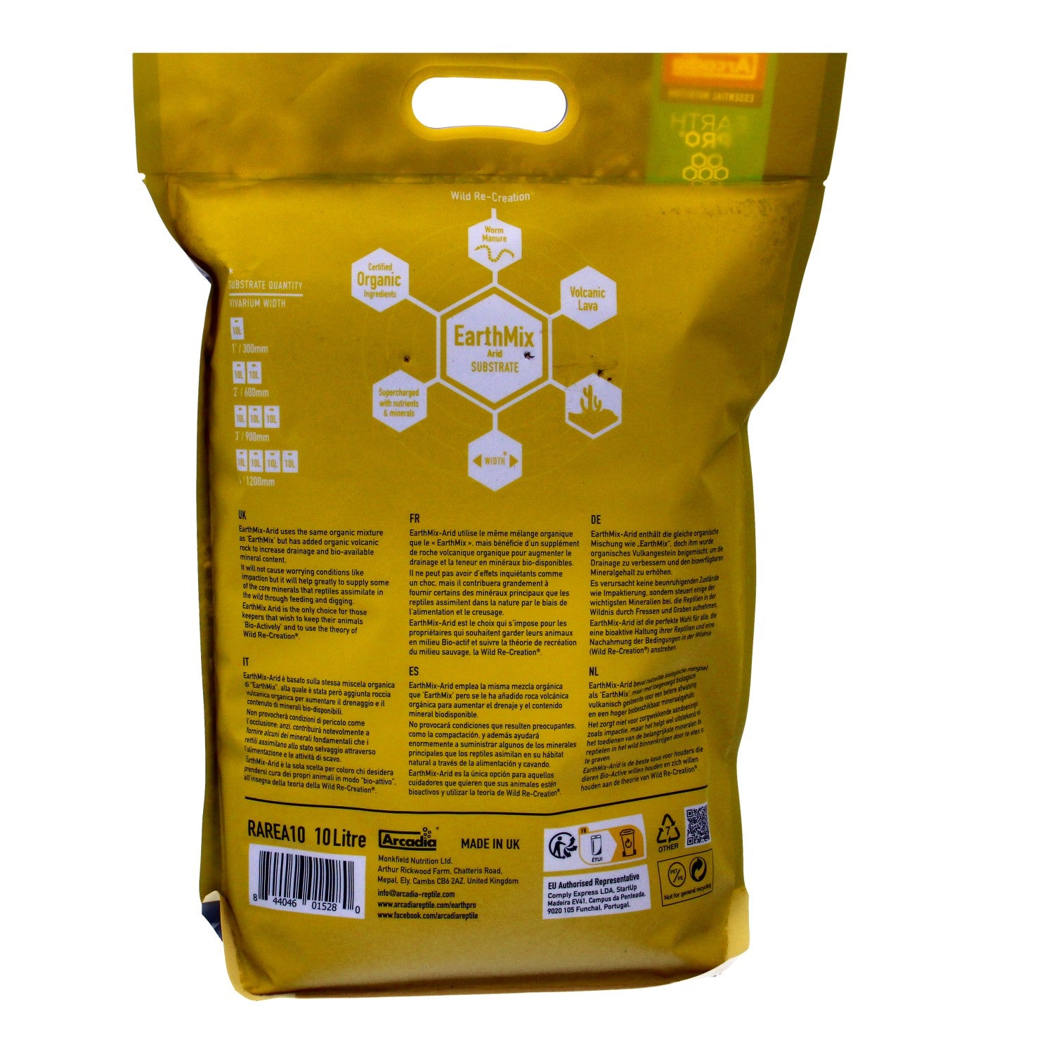 Arcadia EarthMix Arid Substrate 10L – Organic Reptile Soil Repackaged
