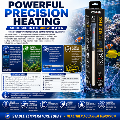 Sicce Scuba Contactless Heater Smart App Controlled Heating Aquarium 400W