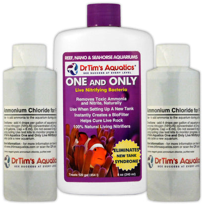 Dr Tim's One & Only Aquarium Cycling Kit Live Bacteria & Ammonium Chloride