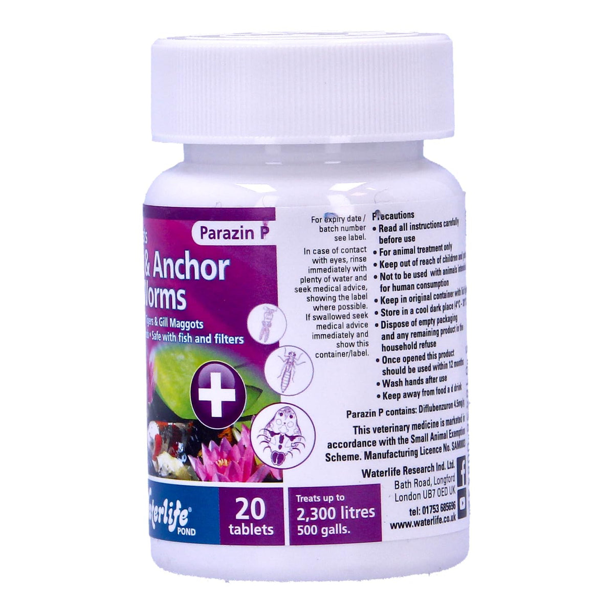 Waterlife Parazin 20 Tablets Fish Lice Anchor Worm Parasite Treatment 450L