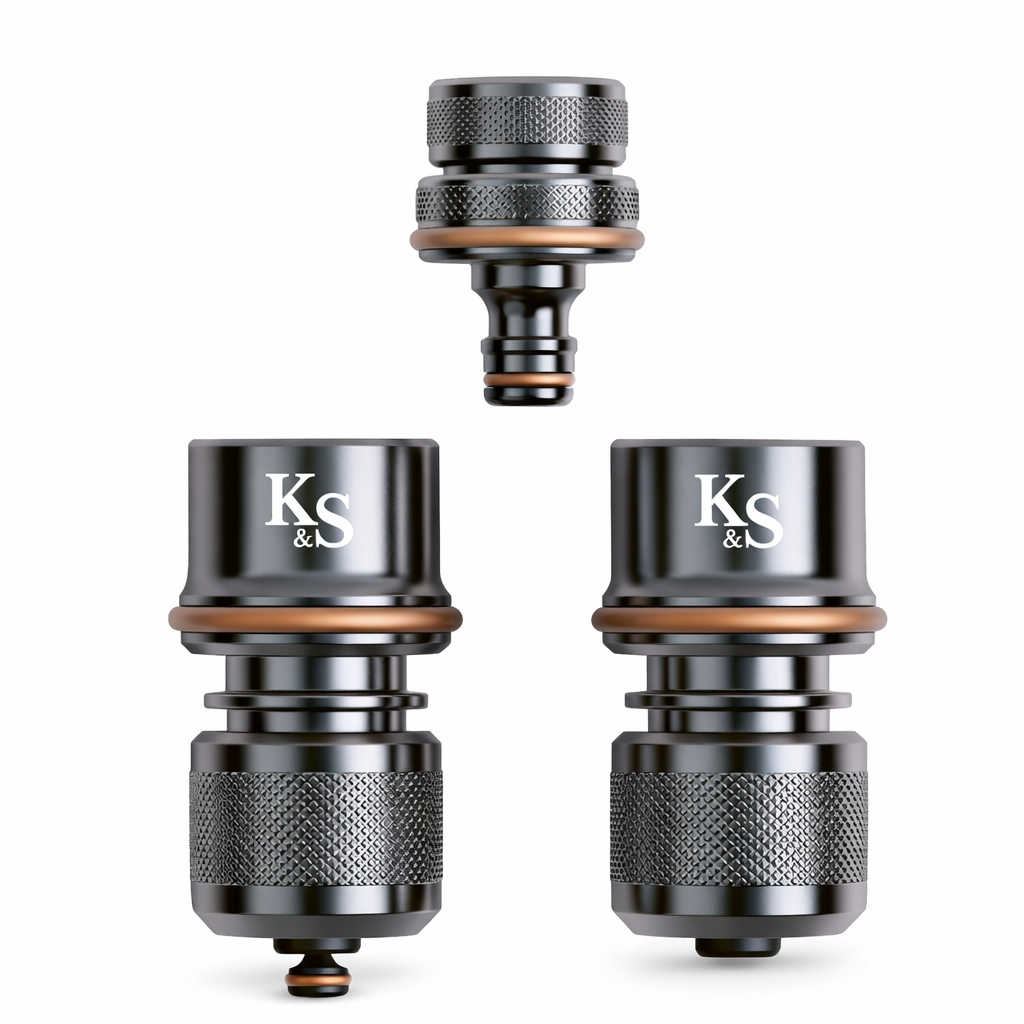 Kent & Stowe Heavy Duty Metal Hose Connector Set, Tap & Water Stop