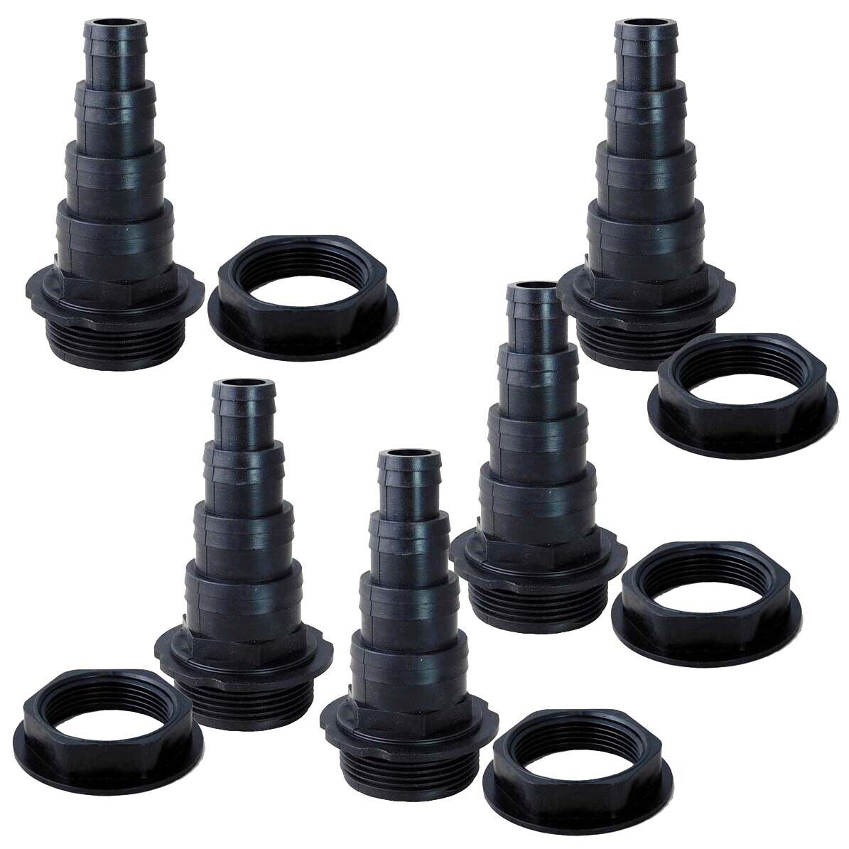 1.5" Threaded Hosetail & Nut x5 Pond Pump Filter Hose Connector Adapter