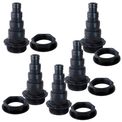 1.5" Threaded Hosetail & Nut x5 Pond Pump Filter Hose Connector Adapter