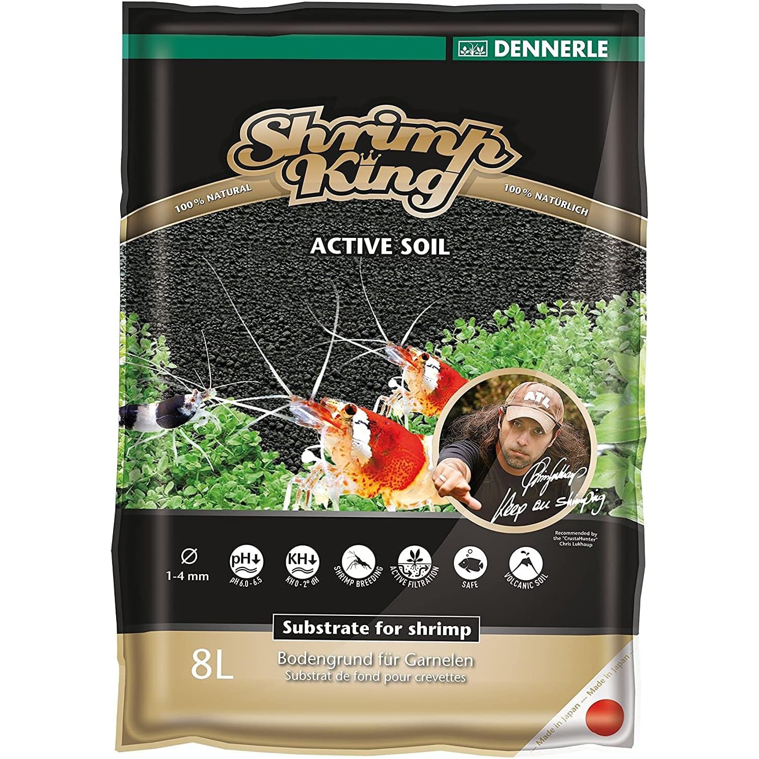 Dennerle ShrimpKing Active Soil Shrimp Substrate 4L 8L pH KH Control