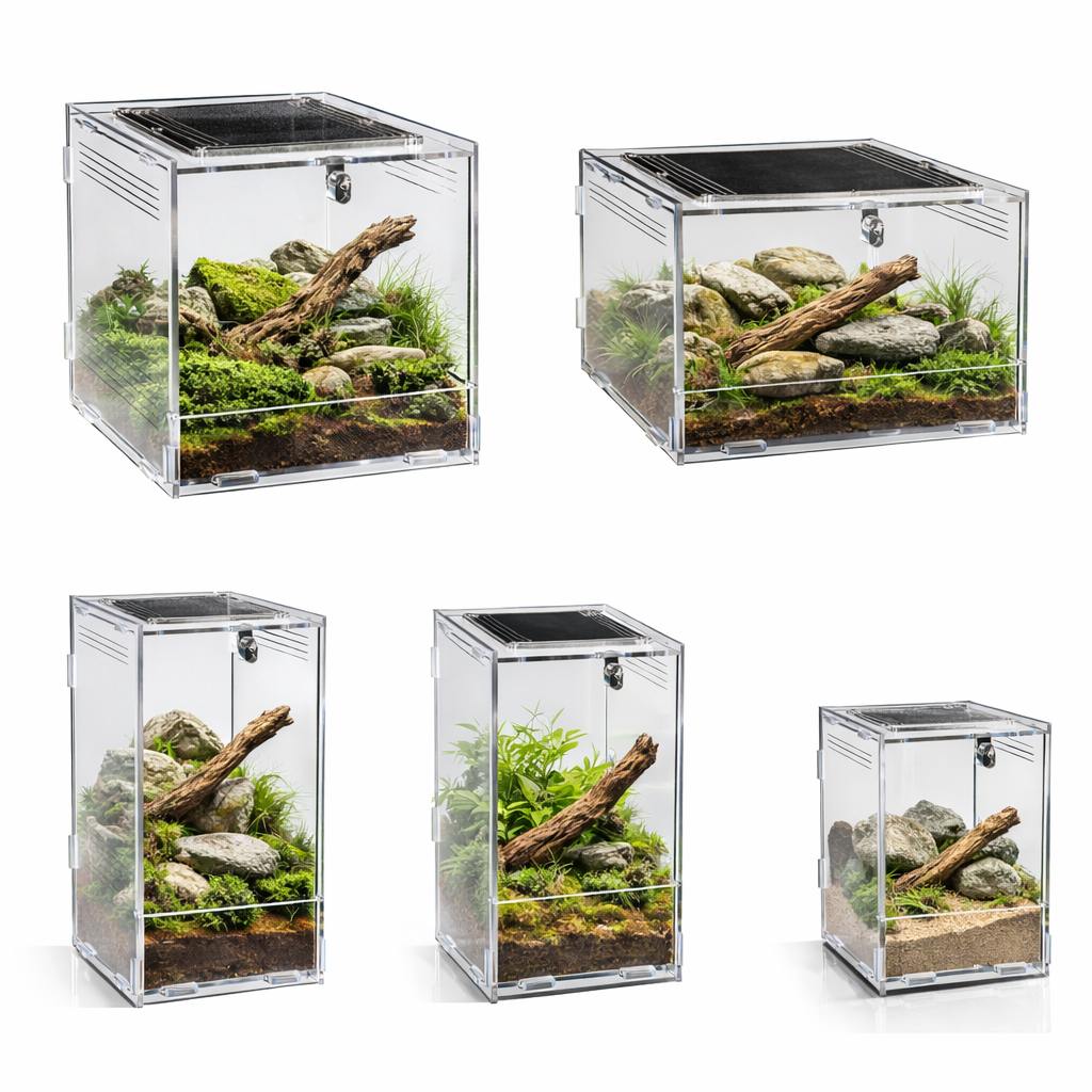 Repto Terra Clear Acrylic Terrarium Mesh Top Lock Reptile Enclosure