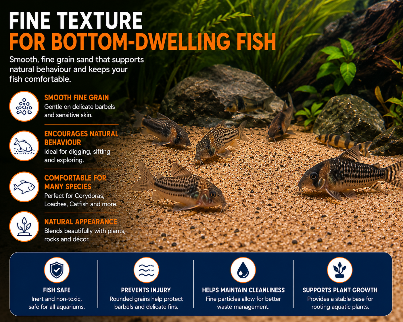 Aquarium Brown Silica Sand 25kg – Safe & pH Neutral