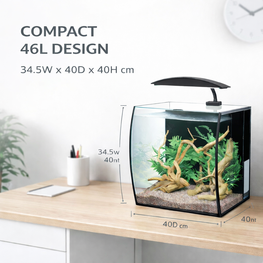 Aqua One Arc Aquarium 46L LED Fish Tank with Rear Filter & Curved Glass