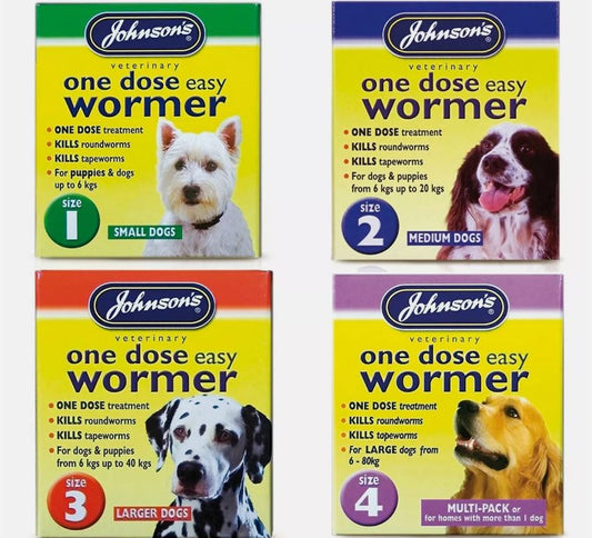 Johnsons One Dose Easy Wormer Dog Worm Worming Tablets Roundworm Tapeworm