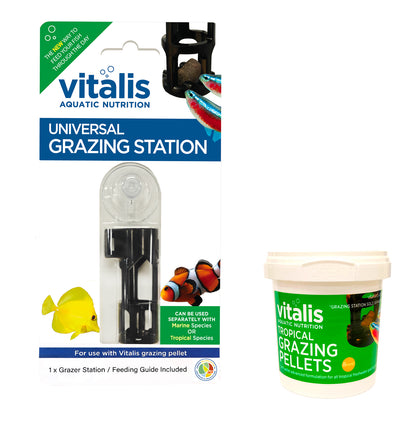 Vitalis Marine & Tropical Grazing Pellets Fish Food 80g with Grazing Station